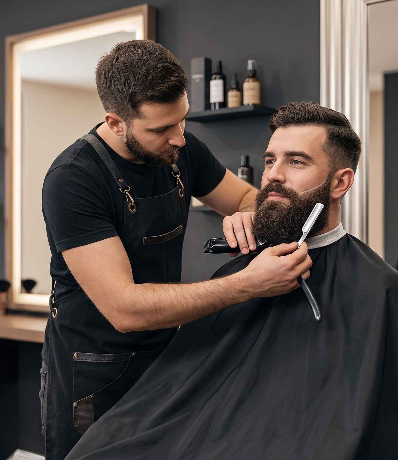 Precision beard grooming and styling for men